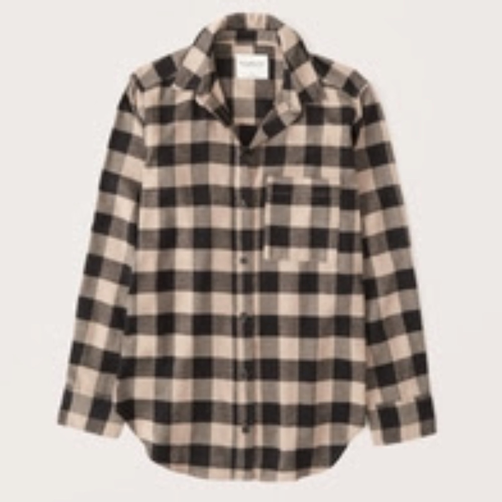 Abercrombie Boyfriend Flannel (Tan Black) - XS